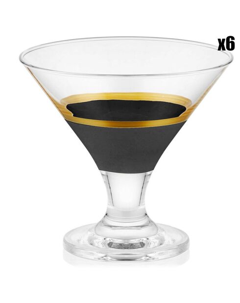 6 Coupes à glace noir/doré - D.9xH.8 cm