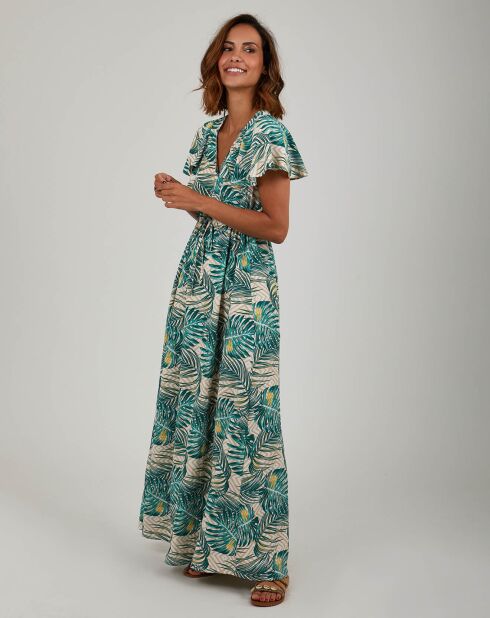 Robe Suzanne beige/vert