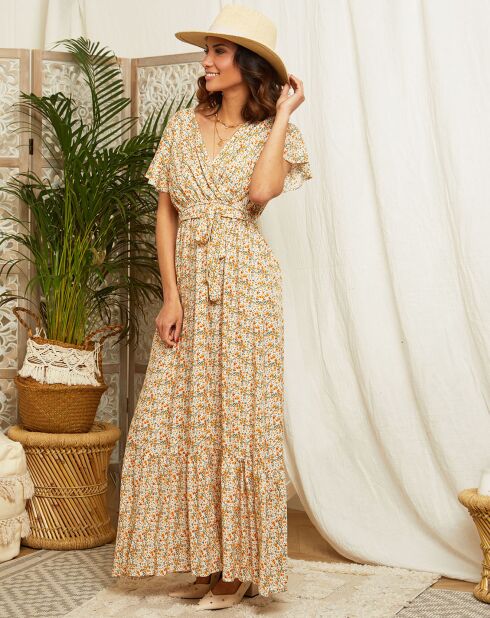 Robe Theresa blanc/multicolore