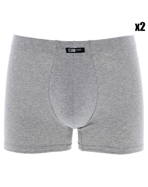 2 Boxers unis gris chiné