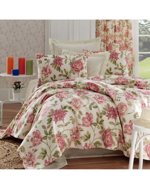 Dessus de lit Care rose/écru/beige
