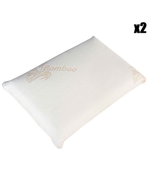 2 Oreillers Mémoire de forme BIO blancs - 40x60 cm