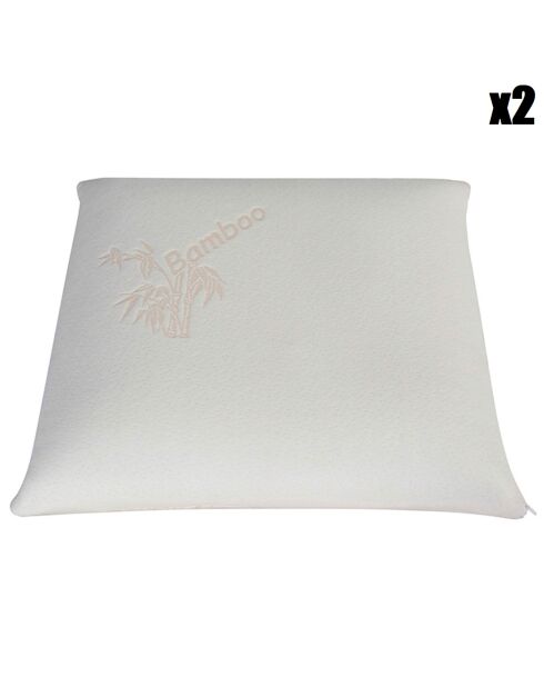 2 Oreillers Mémoire de forme BIO blancs - 60x60 cm