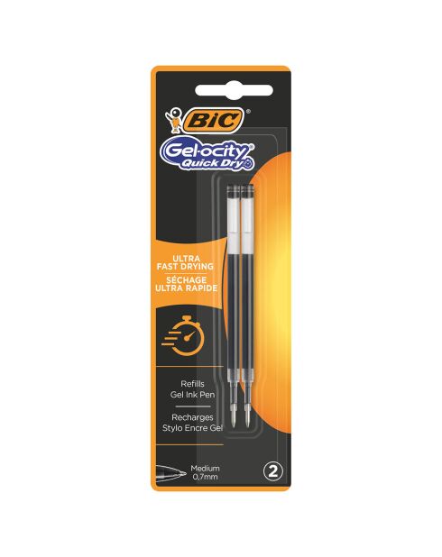 2 Recharges stylo encre gel Gel-ocity Quick Dry noires - 0.7 cm