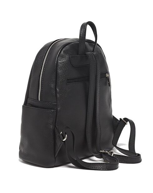 Schwarzer Acia-Lederrucksack - 24x31x13cm