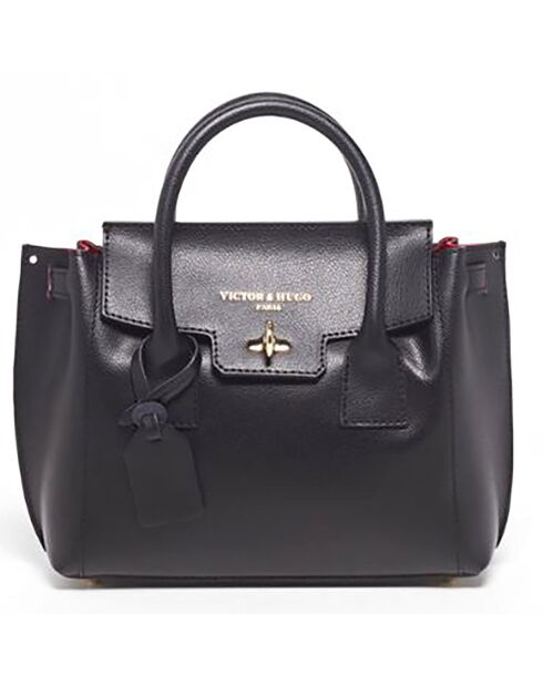 Zwarte Jeny leren handtas - 25x19x7 cm