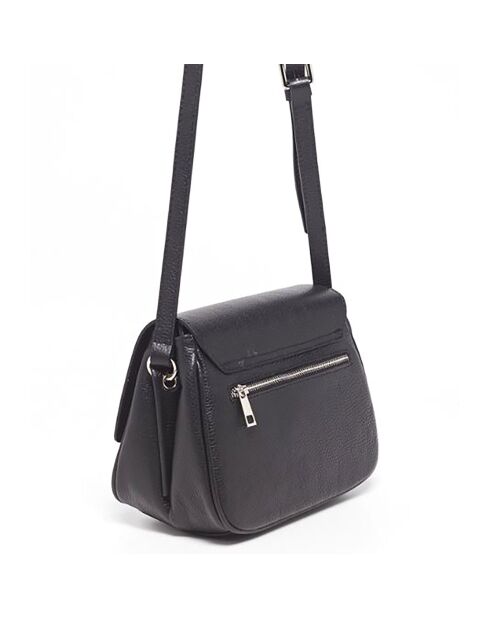 Bolso de hombro June de piel negra - 25x18x11 cm