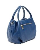 Marineblaue Mao-Lederhandtasche - 24x13x19 cm