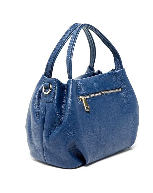 Marineblaue Mao-Lederhandtasche - 24x13x19 cm