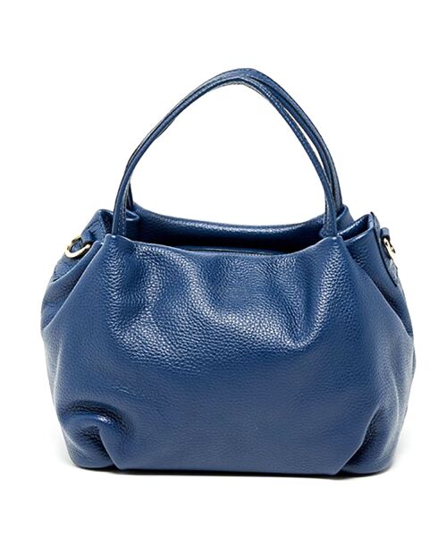 Marineblaue Mao-Lederhandtasche - 24x13x19 cm