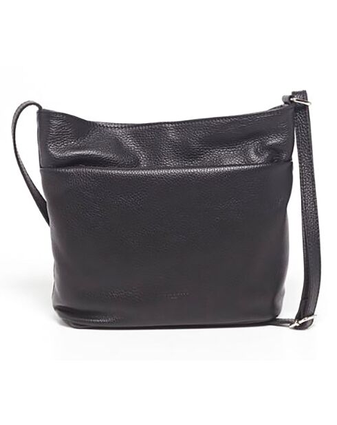 Schwarze Schultertasche Ylena aus Leder - 25x24x8 cm