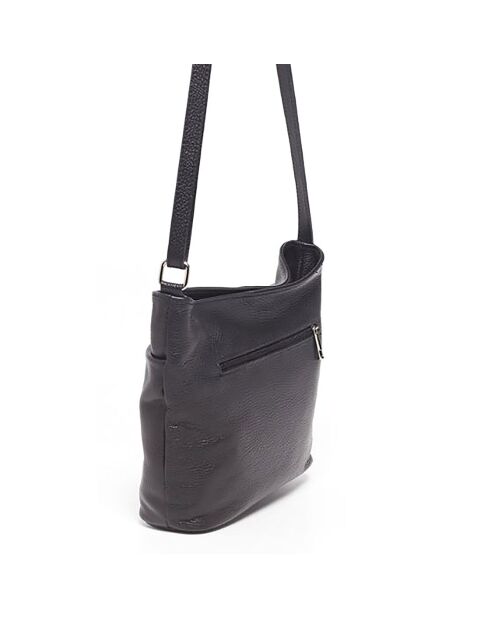 Schwarze Schultertasche Ylena aus Leder - 25x24x8 cm