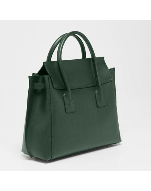 Dunkelgrüne Jane Lederhandtasche - 36x35x24 cm