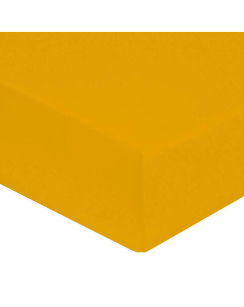 Drap housse 100% Percale de Coton bonnet 40 cm  safran