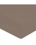 Drap housse 100% Percale de Coton bonnet 40 cm  taupe