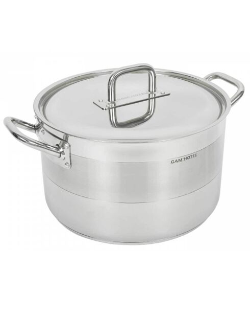Marmite induction inox avec couvercle grise - D.50 cm