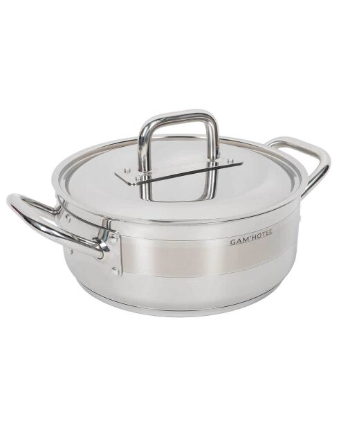 Faitout induction inox avec couvercle gris - D.28 cm