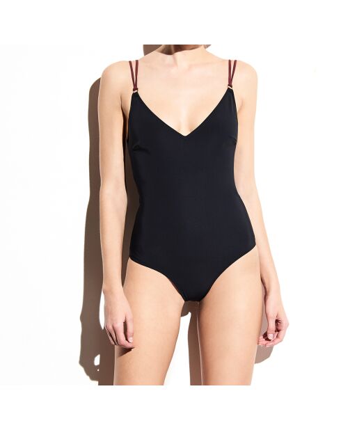 Maillot de Bain 1 pièce Aurele noir/bordeaux