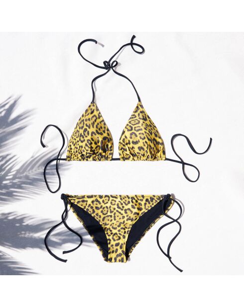 Marie Leopard/gelber 2-teiliger Badeanzug