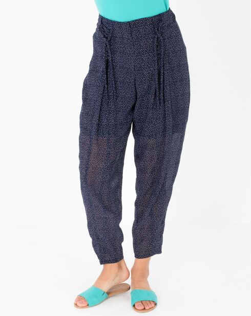 Pantalon Sylvie à pois bleu marine