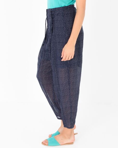 Pantalon Sylvie à pois bleu marine