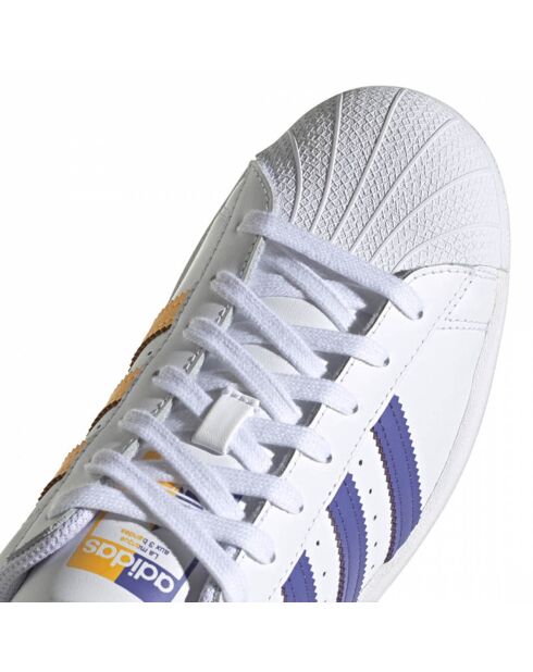 Baskets en Cuir Bicolore Superstar blanc/violet/jaune