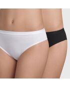 2 Culottes en Coton bio noir/blanc