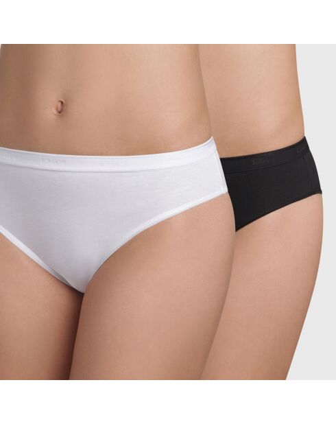 2 Culottes en Coton bio noir/blanc