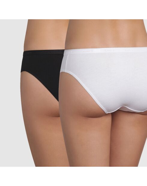 2 Culottes en Coton bio noir/blanc