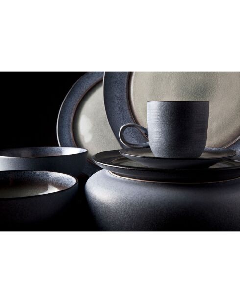 4 Assiettes plates en Grès Provence gris/bleu - D.26 cm