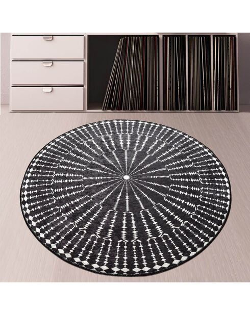 Tapis rond Buio noir/blanc