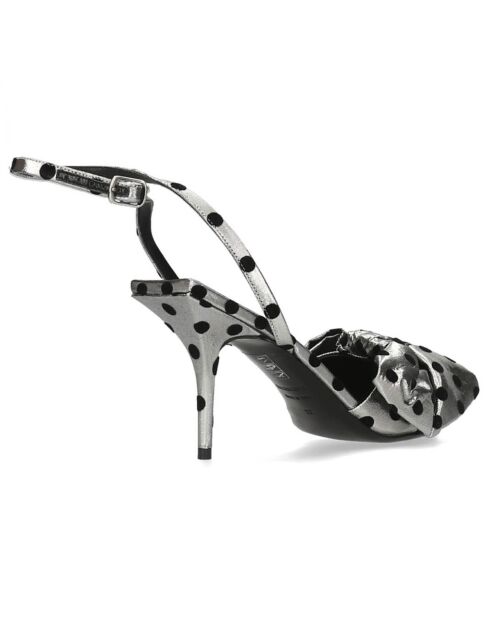 Sling-Back noir/argenté - Talon 8 cm