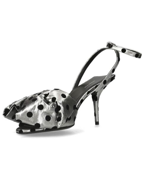 Sling-Back noir/argenté - Talon 8 cm