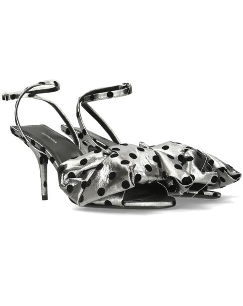 Sling-Back noir/argenté - Talon 8 cm