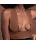 Fundas para pezones de satén marrón oscuro de 5 m y 6