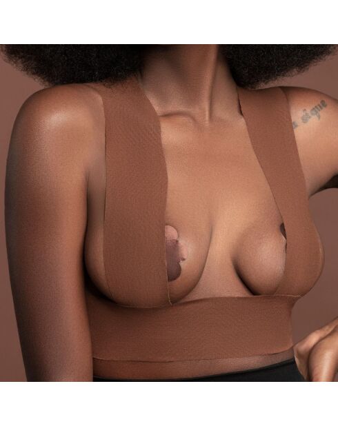 Fundas para pezones de satén marrón oscuro de 5 m y 6