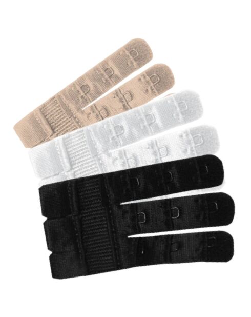 3 extensores de sujetador para espalda, 3 ganchos, beige/negro/blanco