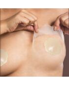 6 Feuilles Adhésives Remonte-Poitrine & 6 Cache-tétons en Silicone beiges