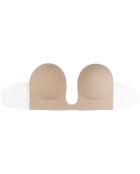 Beiger, nahtlos haftender BH mit U-Ausschnitt
