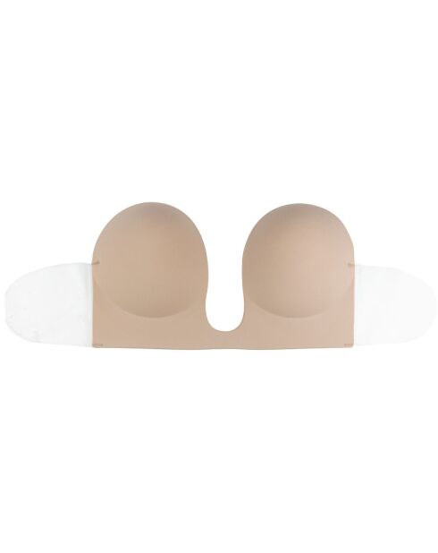 Beiger, nahtlos haftender BH mit U-Ausschnitt