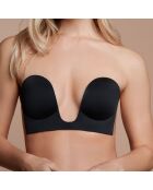 Zwarte naadloze zelfklevende bh met U-hals