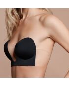 Zwarte naadloze zelfklevende bh met U-hals