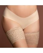 Bandas de tela con estampado de encaje para muslos de color beige