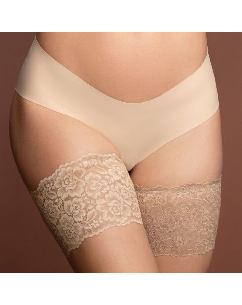 Bandas de tela con estampado de encaje para muslos de color beige