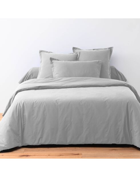 2 Taies d'oreiller 100% Coton gris clair
