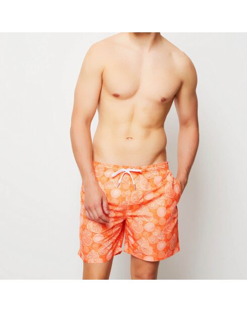 Pantalones cortos de baño de coral naranja/blanco