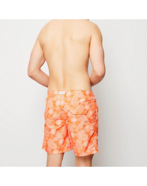 Pantalones cortos de baño de coral naranja/blanco