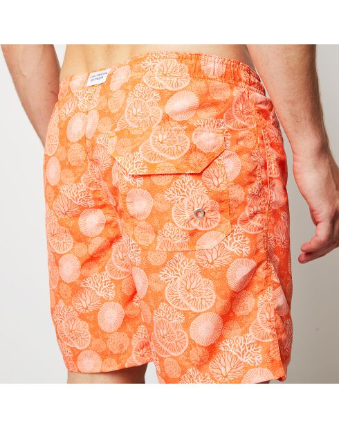 Pantalones cortos de baño de coral naranja/blanco
