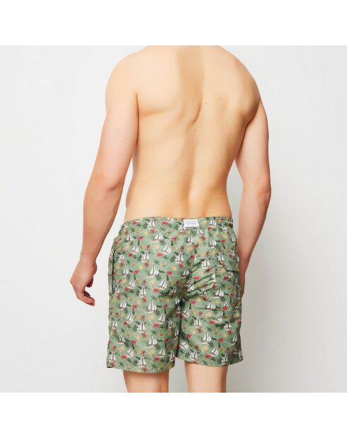 Pantalones cortos de baño de doble voile verde/blanco