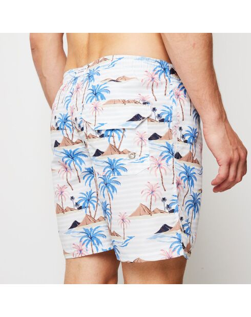 Short de bain Volcano bleu/rose/marron